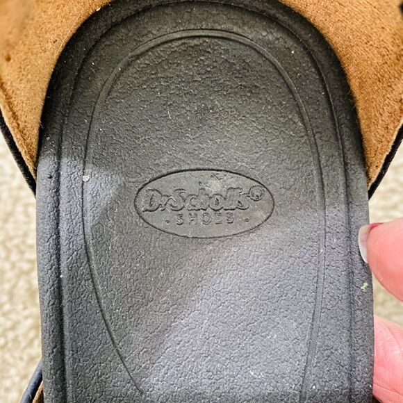 DR. SCHOLLS Women's Leather Platform‎ Chunky Sandals Comfort Sz 8 M Black White - Picture 6 of 13